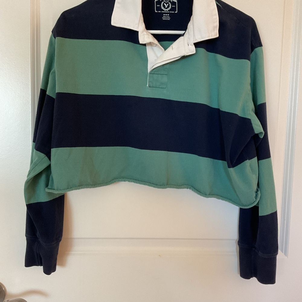 AMERICAN EAGLE OUTFITTERS CROPPED Rugby Shirt - Picture 2 of 6